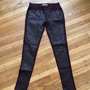 Levi's Maroon Jeans with faux leather on the front.